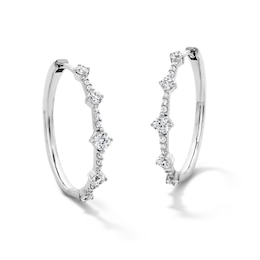 0.50 CT. T.W. Milestones Certified Lab-Grown Diamond Station Hoop Earrings in Sterling Silver (F/SI2)