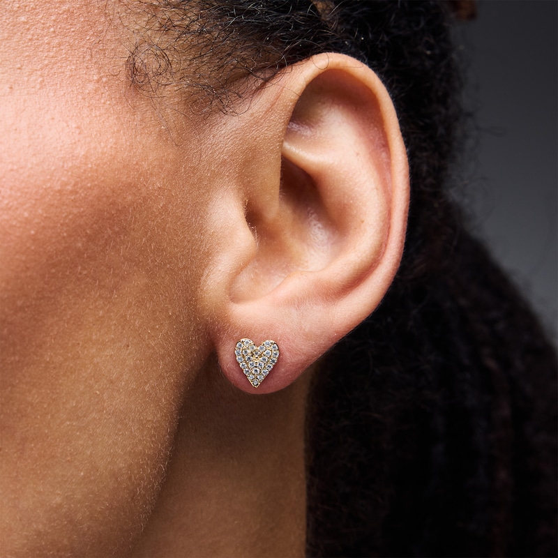 0.25 CT. T.W. Certified Lab-Grown Diamond Heart Stud Earrings in Sterling Silver with 10K Gold Plate (F/VS2)