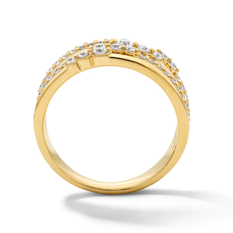 0.50 CT. T.W. Certified Lab-Grown Diamond Stacked-Look Ring in Sterling Silver with 10K Yellow Gold Plate (F/VS2)