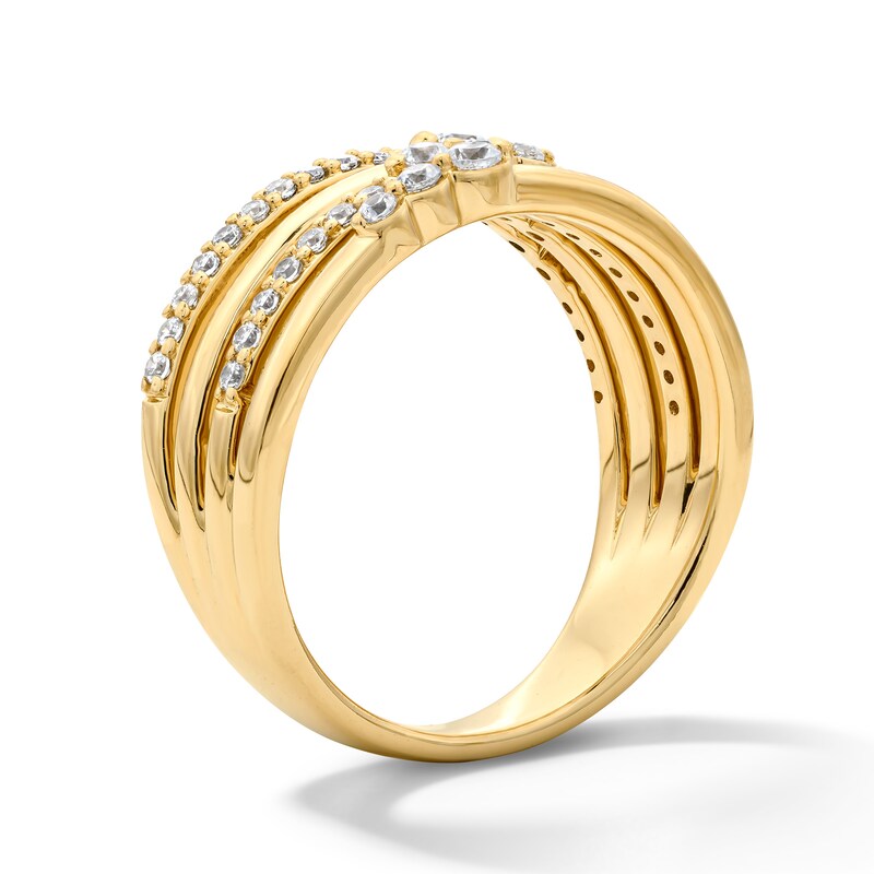 0.50 CT. T.W. Certified Lab-Grown Diamond Stacked-Look Ring in Sterling Silver with 10K Yellow Gold Plate (F/VS2)