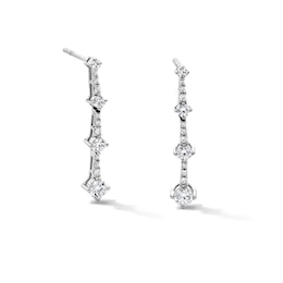 0.50 CT. T.W. Milestones Certified Lab-Grown Diamond Graduated Drop Earrings in Sterling Silver (F/SI2)