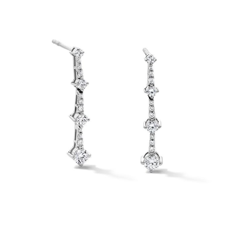 Main Image 1 of 0.50 CT. T.W. Milestones Certified Lab-Grown Diamond Graduated Drop Earrings in Sterling Silver (F/SI2)