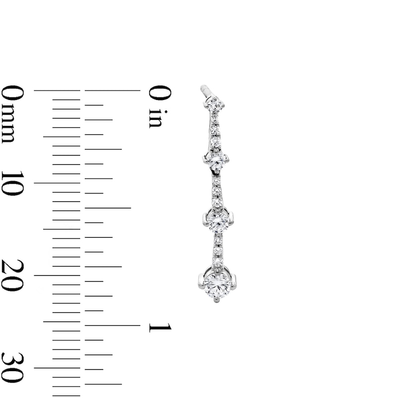 Main Image 2 of 0.50 CT. T.W. Milestones Certified Lab-Grown Diamond Graduated Drop Earrings in Sterling Silver (F/SI2)