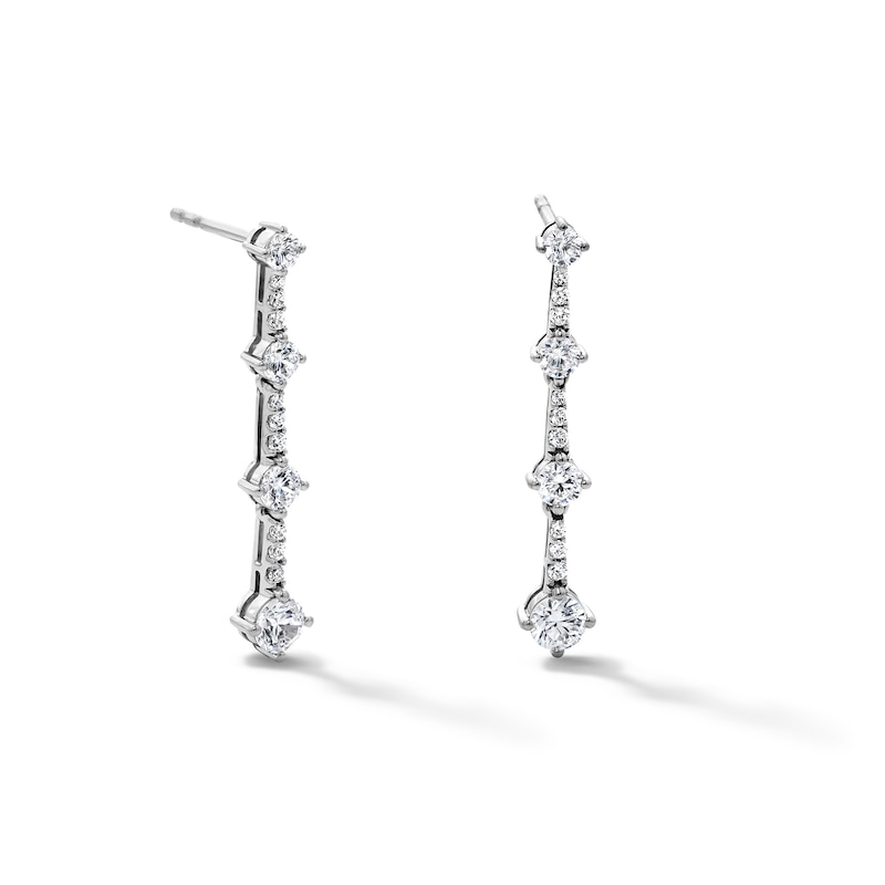 Main Image 1 of 1.00 CT. T.W. Milestones Certified Lab-Grown Diamond Graduated Drop Earrings in 10K White Gold (F/SI2)