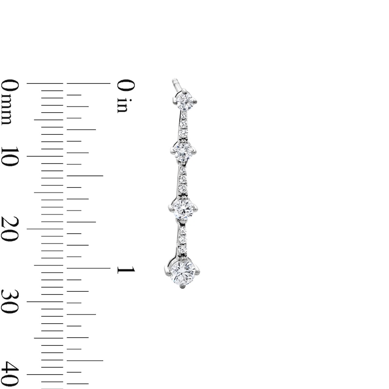 Main Image 2 of 1.00 CT. T.W. Milestones Certified Lab-Grown Diamond Graduated Drop Earrings in 10K White Gold (F/SI2)