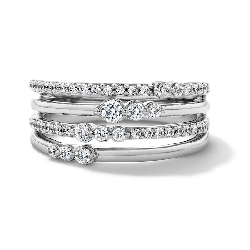 0.50 CT. T.W. Certified Lab-Grown Diamond Stacked-Look Ring in Sterling Silver (F/VS2)