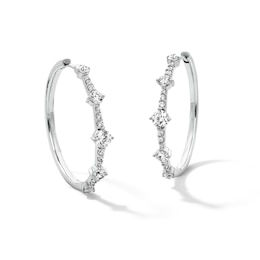 1.00 CT. T.W. Milestones Certified Lab-Grown Diamond Station Hoop Earrings in 10K White Gold (F/SI2)