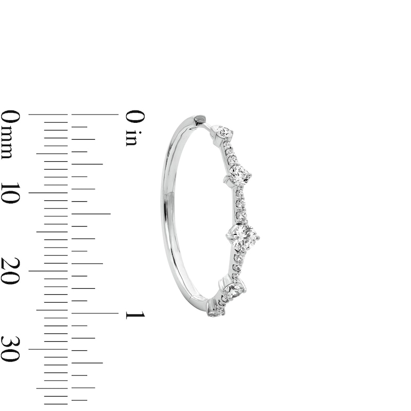 Main Image 2 of 1.00 CT. T.W. Milestones Certified Lab-Grown Diamond Station Hoop Earrings in 10K White Gold (F/SI2)