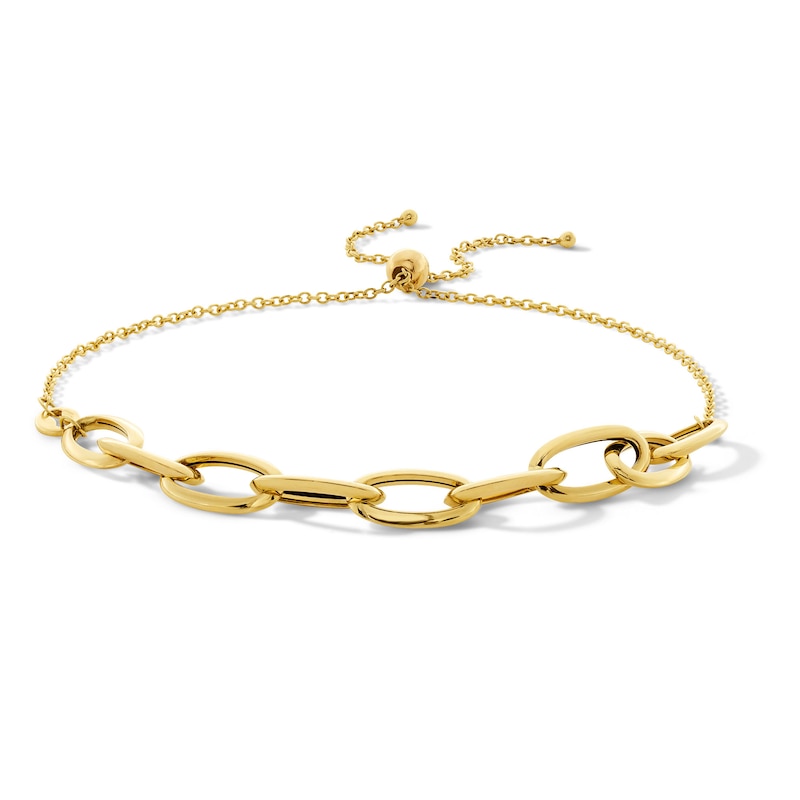 Main Image 1 of Oval-Link Chain Bolo Bracelet in 10K Gold
