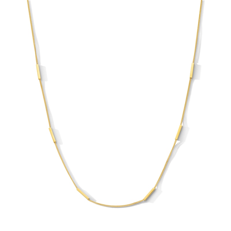Bar Link Station Necklace in 10K Gold