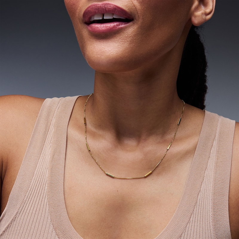 Bar Link Station Necklace in 10K Gold