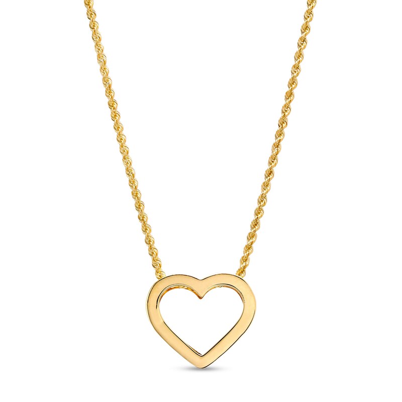 Open Heart Necklace in 10K Gold