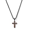 Thumbnail Image 1 of 0.20 CT. T.W. Black Diamond Cross Pendant in Stainless Steel with Black and Rose-Tone Ion Plate - 24"