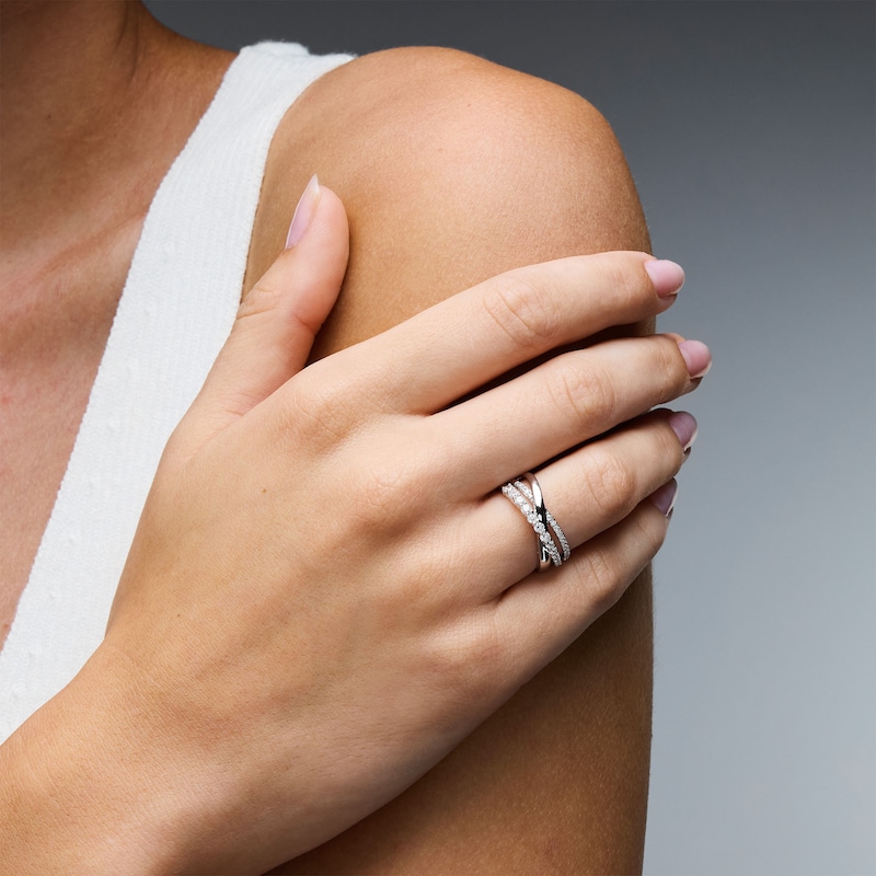 0.50 CT. T.W. Certified Lab-Grown Diamond Crossover Band in 10K White Gold (F/SI2)