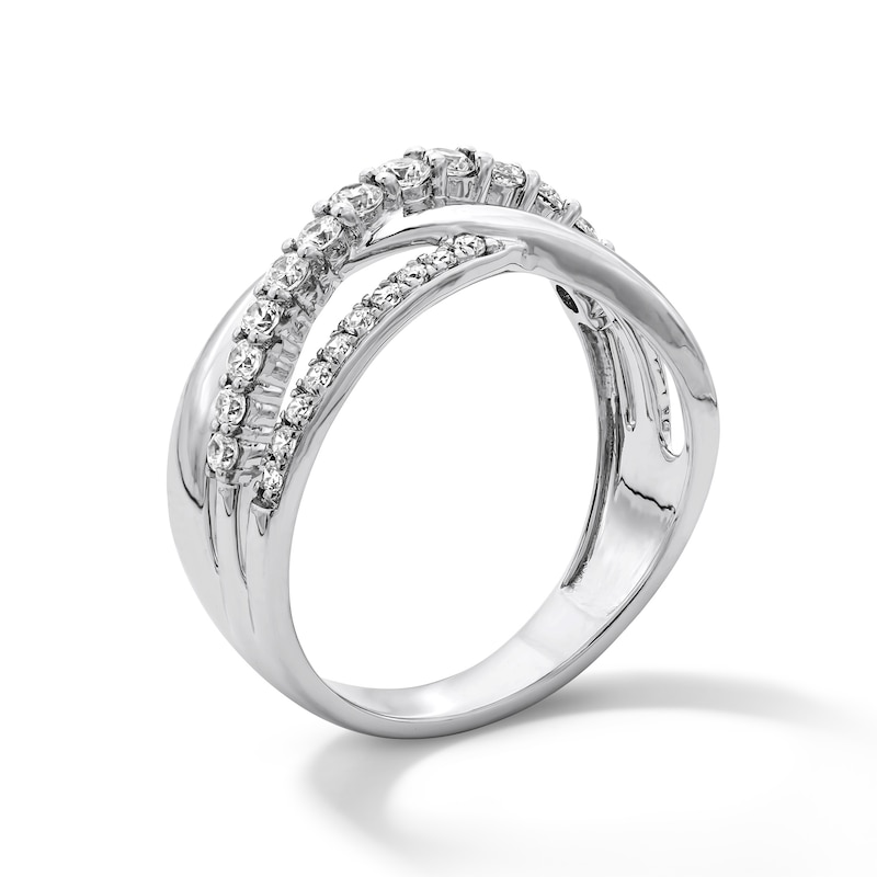 0.50 CT. T.W. Certified Lab-Grown Diamond Crossover Band in 10K White Gold (F/SI2)