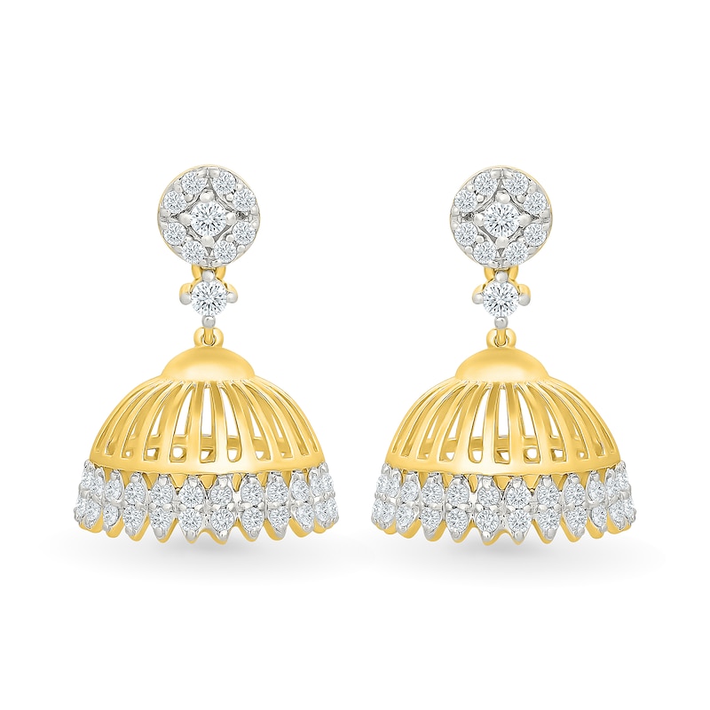 0.58 CT. T.W. Certified Lab-Grown Diamond Bell Drop Earrings in 18K Gold (F/VS2)