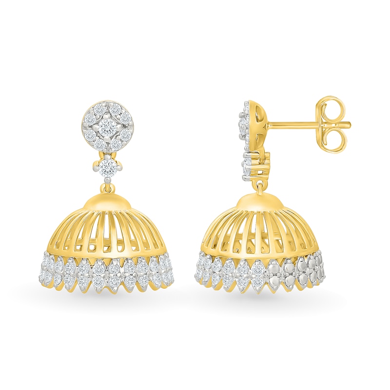 0.58 CT. T.W. Certified Lab-Grown Diamond Bell Drop Earrings in 18K Gold (F/VS2)