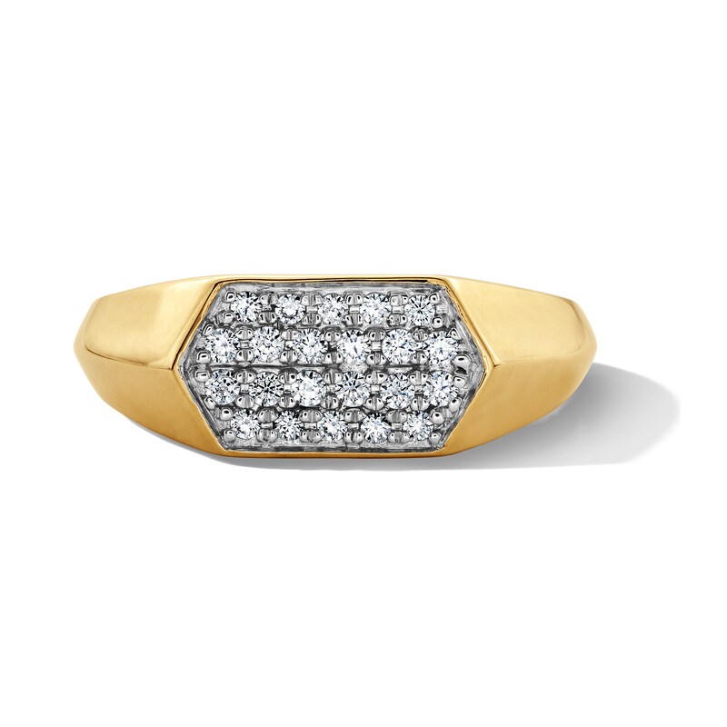 Main Image 1 of 0.40 CT. T.W. Certified Lab-Grown Diamond Hexagon Signet Ring in 10K Gold (F/SI2)