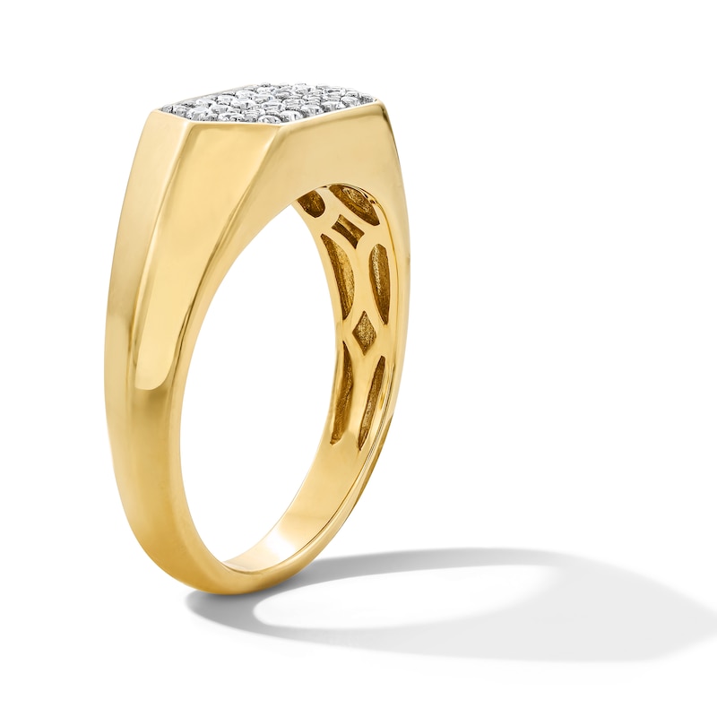Main Image 3 of 0.40 CT. T.W. Certified Lab-Grown Diamond Hexagon Signet Ring in 10K Gold (F/SI2)