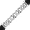 Thumbnail Image 2 of 0.45 CT. T.W. Lab-Grown Diamond Curb Chain and Leather Bracelet in Sterling Silver (F/SI2)