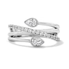 Thumbnail Image 1 of 0.50 CT. T.W. Pear-Shaped Certified Lab-Grown Diamond Crossover Bypass Ring in Sterling Silver (F/SI2)