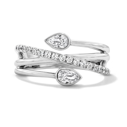 0.50 CT. T.W. Pear-Shaped Certified Lab-Grown Diamond Crossover Bypass Ring in Sterling Silver (F/SI2)