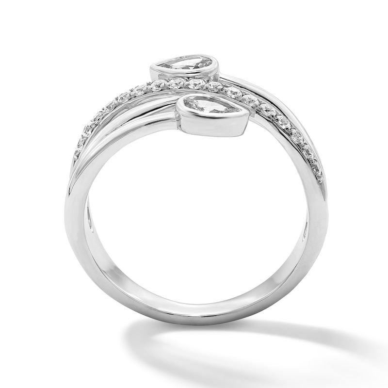 0.50 CT. T.W. Pear-Shaped Certified Lab-Grown Diamond Crossover Bypass Ring in Sterling Silver (F/SI2)