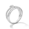 Thumbnail Image 3 of 0.50 CT. T.W. Pear-Shaped Certified Lab-Grown Diamond Crossover Bypass Ring in Sterling Silver (F/SI2)