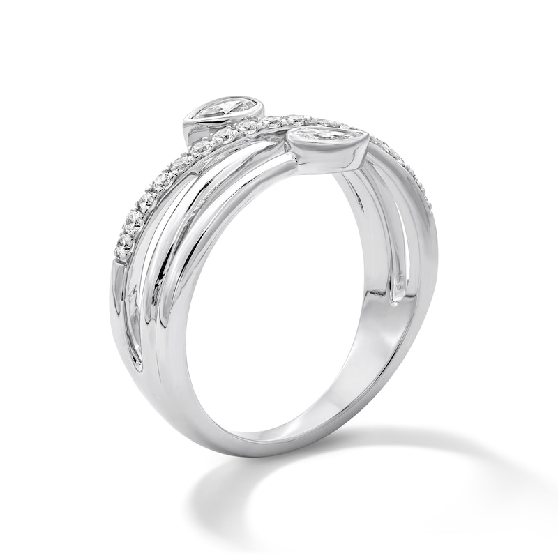 0.50 CT. T.W. Pear-Shaped Certified Lab-Grown Diamond Crossover Bypass Ring in Sterling Silver (F/SI2)