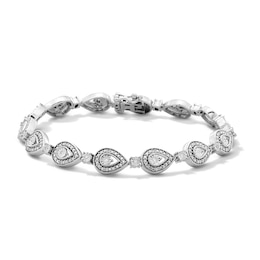 0.18 CT. T.W. Diamond Teardrop Link Bracelet in Sterling Silver