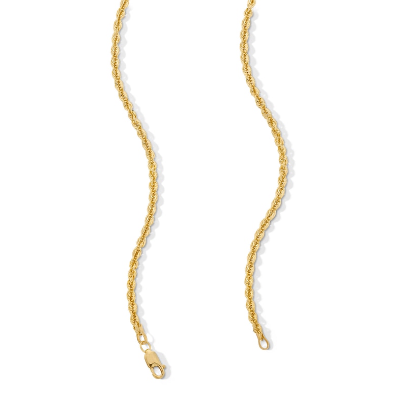 2.3mm Glitter Rope Chain Necklace in Semi-Solid 10K Gold - 18"