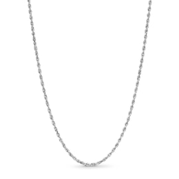 1.6mm Glitter Rope Chain Necklace in Solid 10K White Gold - 18"