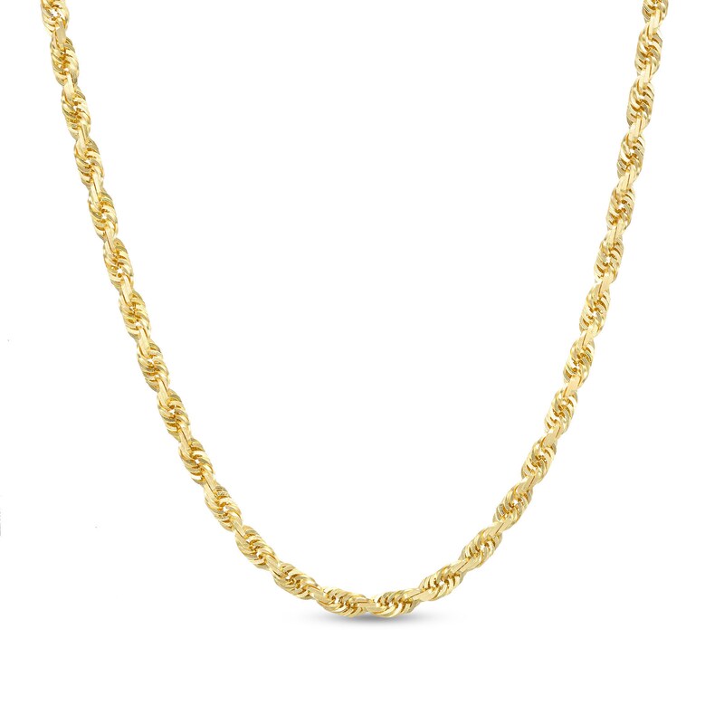 3.85mm Glitter Rope Chain Necklace in Semi-Solid 10K Gold - 24"