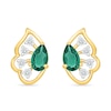 Thumbnail Image 1 of Pear-Shaped Emerald and 0.08 CT. T.W. Lab-Grown Diamond Earrings in 18K Gold (F/VS2)