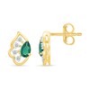 Thumbnail Image 3 of Pear-Shaped Emerald and 0.08 CT. T.W. Lab-Grown Diamond Earrings in 18K Gold (F/VS2)