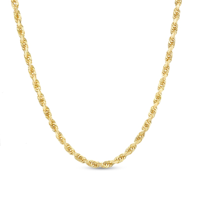 Main Image 1 of 3.85mm Glitter Rope Chain Necklace in Semi-Solid 14K Yellow Gold - 22"