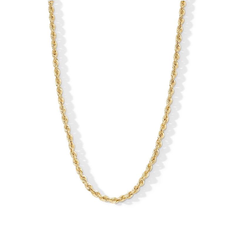 Main Image 1 of 4.0mm Textured and Polished Rope Chain Necklace in Semi-Solid 14K Gold - 20”