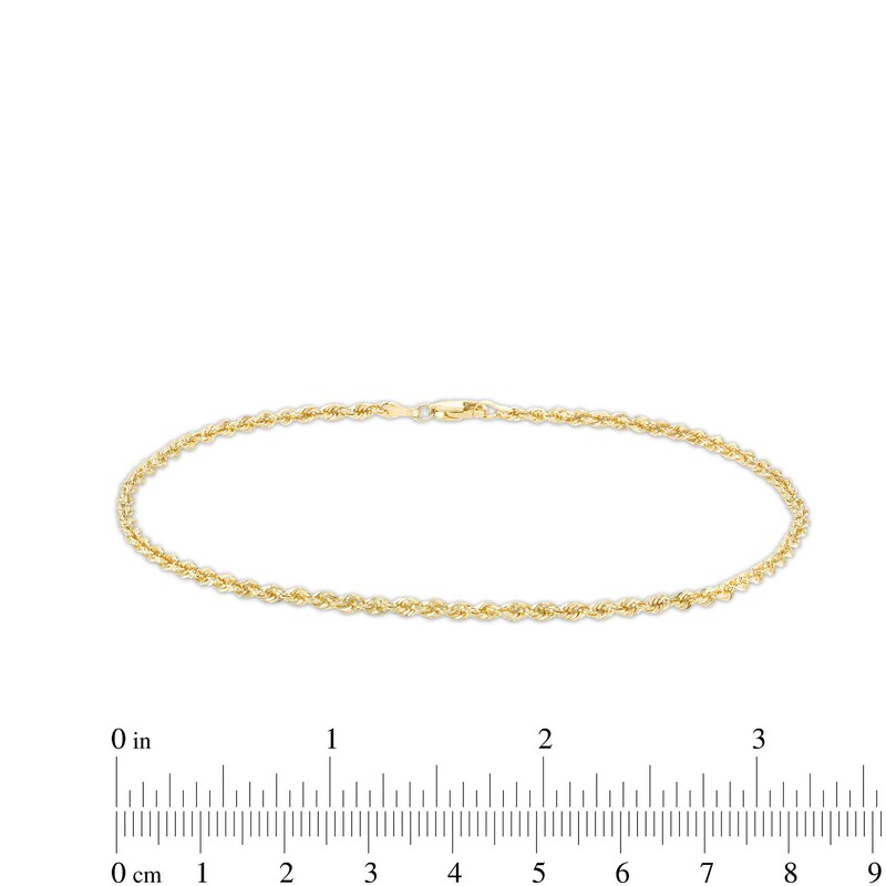 Main Image 4 of 2.4mm Glitter Rope Chain Anklet in Hollow 14K Gold - 10.0"