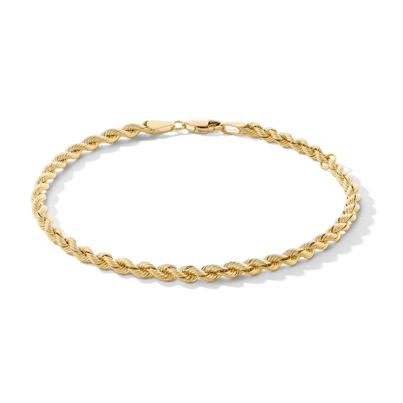 Main Image 1 of 3.0mm Silk Rope Chain Bracelet in Semi-Solid 14K Gold - 8.25"