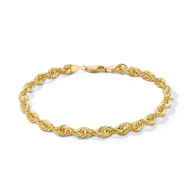 Main Image 1 of 5.5mm Glitter Rope Chain Bracelet in Solid 14K Gold - 8.5"
