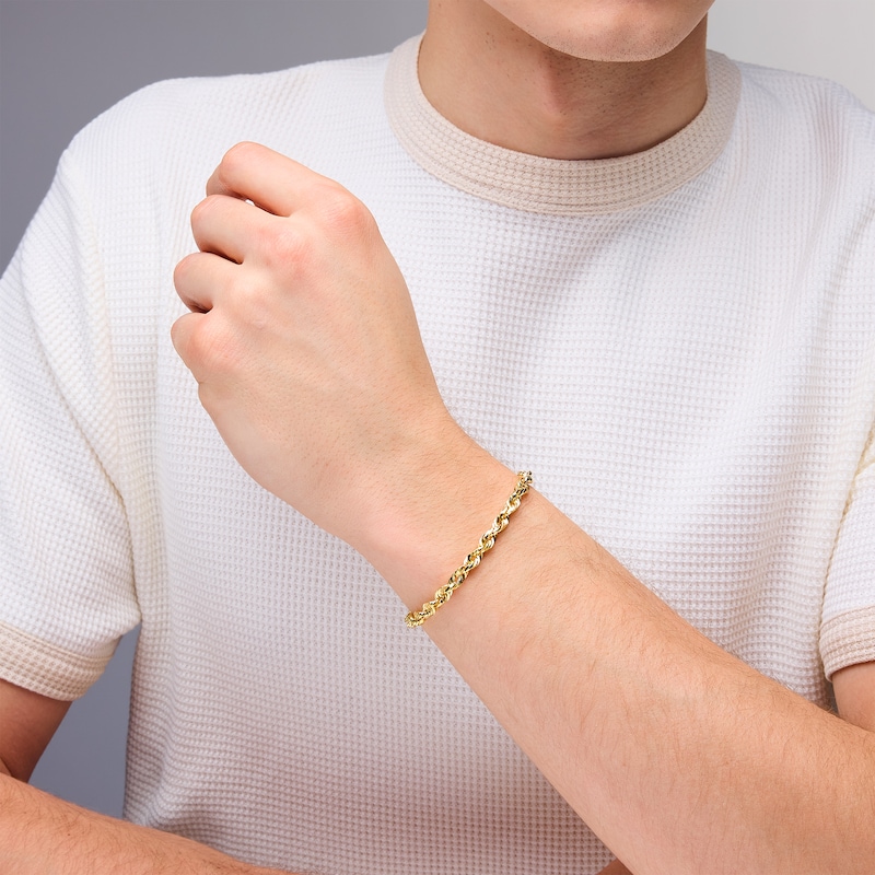 Main Image 2 of 5.5mm Glitter Rope Chain Bracelet in Solid 14K Gold - 8.5"