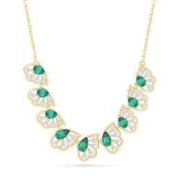 Pear-Shaped Emerald and 0.29 CT. T.W. Lab-Grown Diamond Necklace in 18K Gold (F/VS2)