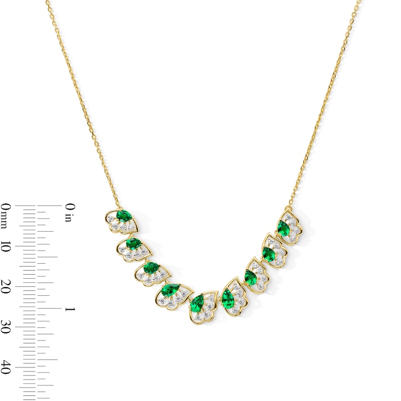 Main Image 3 of Pear-Shaped Emerald and 0.29 CT. T.W. Lab-Grown Diamond Necklace in 18K Gold (F/VS2)