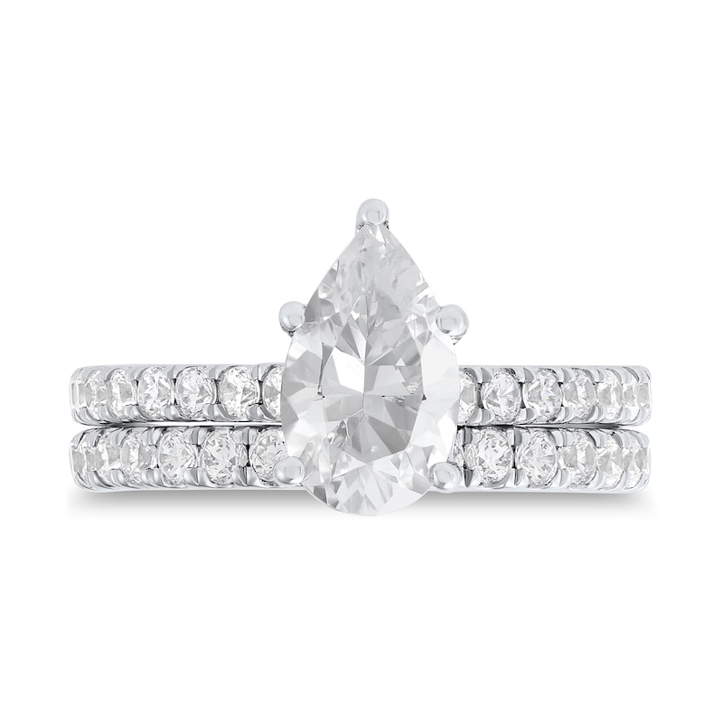 2.18 CT. T.W. Pear-Shaped Certified Lab-Grown Diamond Bridal Set in 14K White Gold (F/VS2)