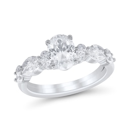 1.95 CT. T.W. Oval Certified Lab-Grown Diamond Bridal Set in 14K White Gold (F/VS2)