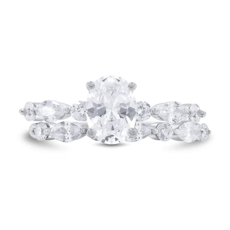 1.95 CT. T.W. Oval Certified Lab-Grown Diamond Bridal Set in 14K White Gold (F/VS2)