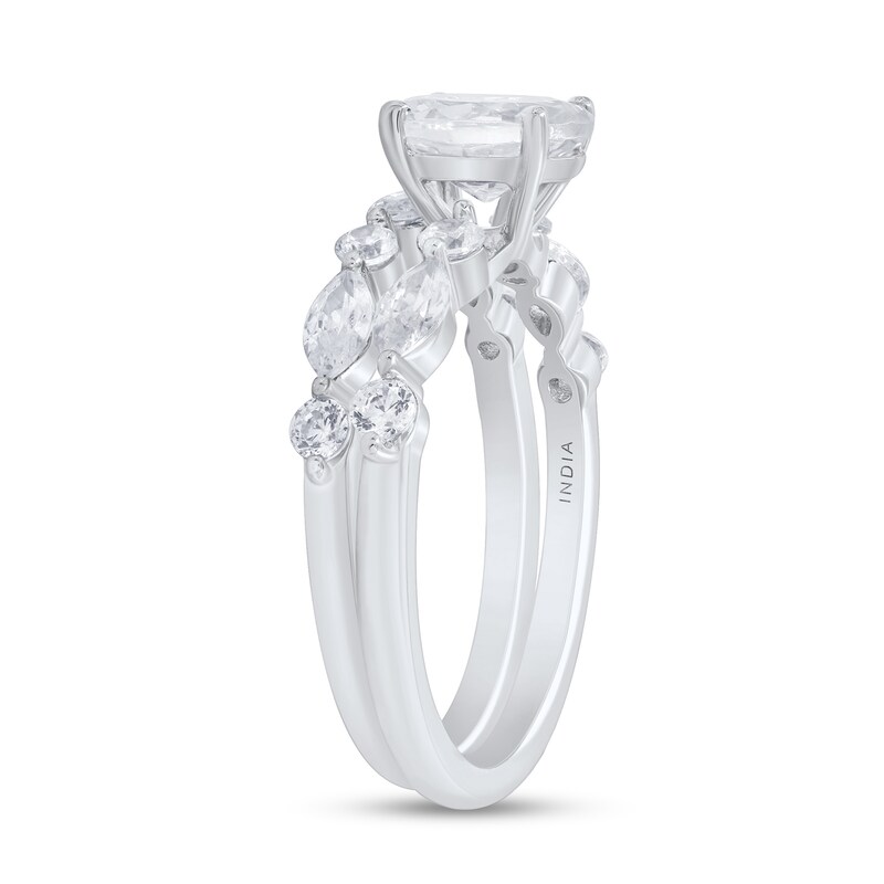 1.95 CT. T.W. Oval Certified Lab-Grown Diamond Bridal Set in 14K White Gold (F/VS2)