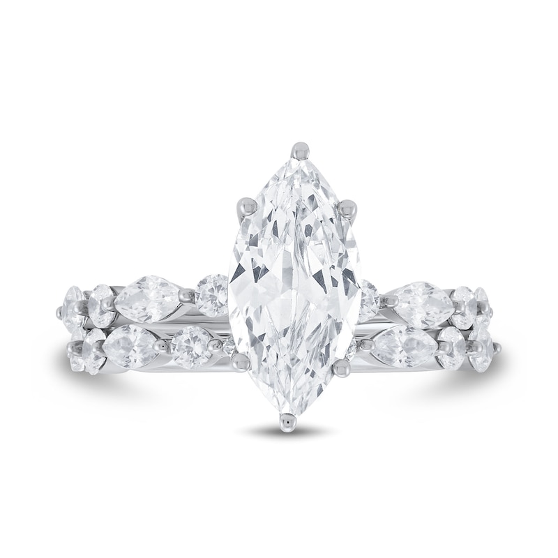 Main Image 2 of 3.95 CT. T.W. Marquise-Cut Certified Lab-Grown Diamond Bridal Set in 14K White Gold (F/VS2)