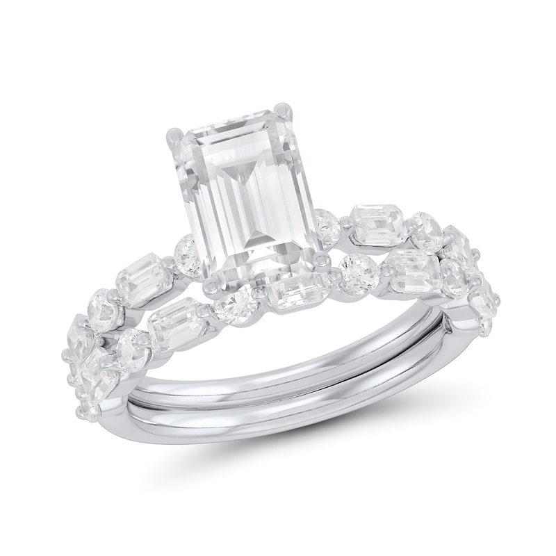 3.95 CT. T.W. Emerald-Cut Certified Lab-Grown Diamond Bridal Set in 14K White Gold (F/VS2)