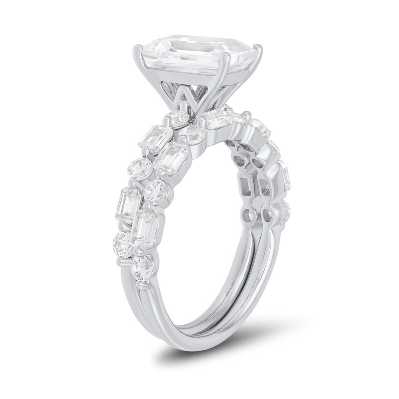 3.95 CT. T.W. Emerald-Cut Certified Lab-Grown Diamond Bridal Set in 14K White Gold (F/VS2)